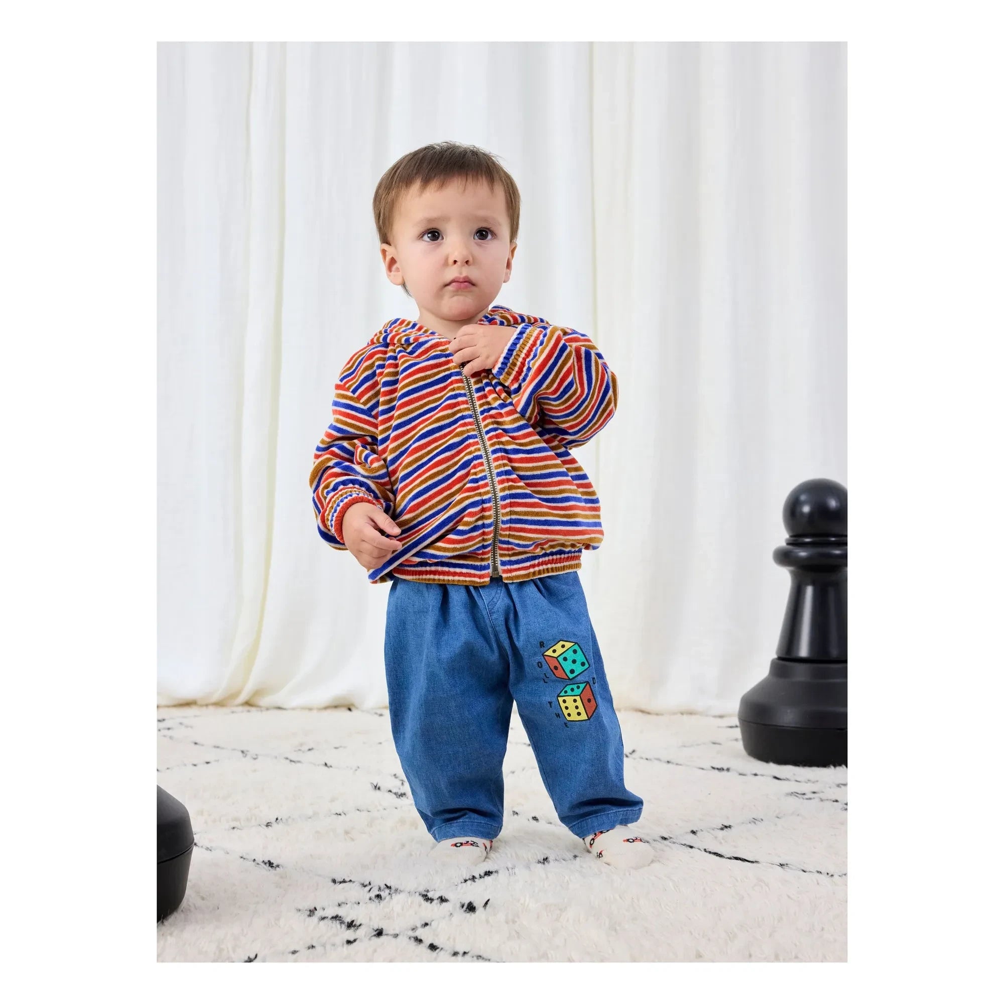 Bobo Choses - Sudadera con Capucha A Rayas de Terciopelo | Rojo