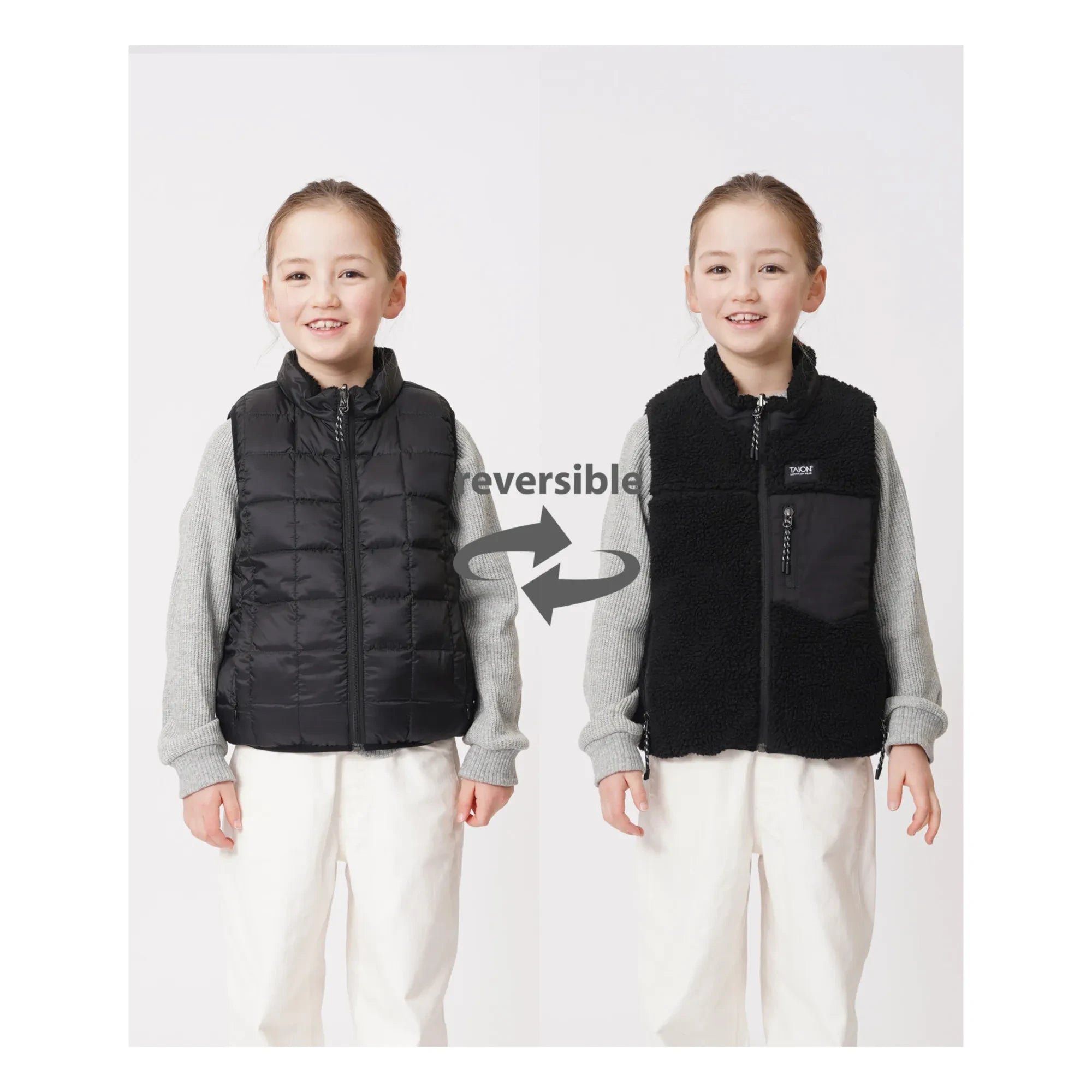 Taion - Chaleco reversible sin mangas Down x Boa Mountain | Negro