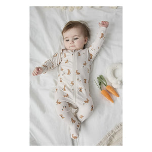 Petit Lem - Pijama de algodón orgánico y modal, estampado de conejos | Beige