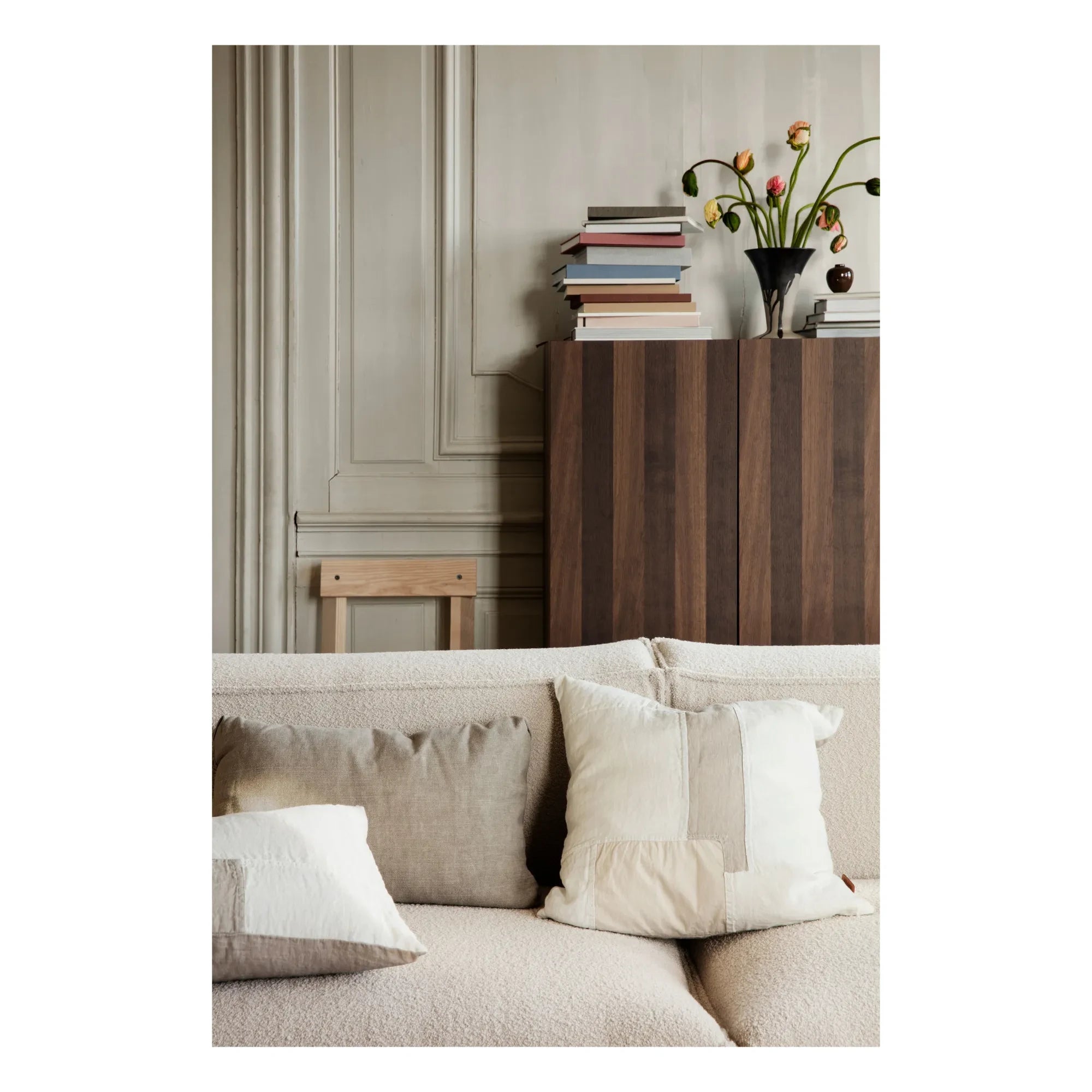 Ferm Living - Cojín de lino Patchwork seccionado | Blanco