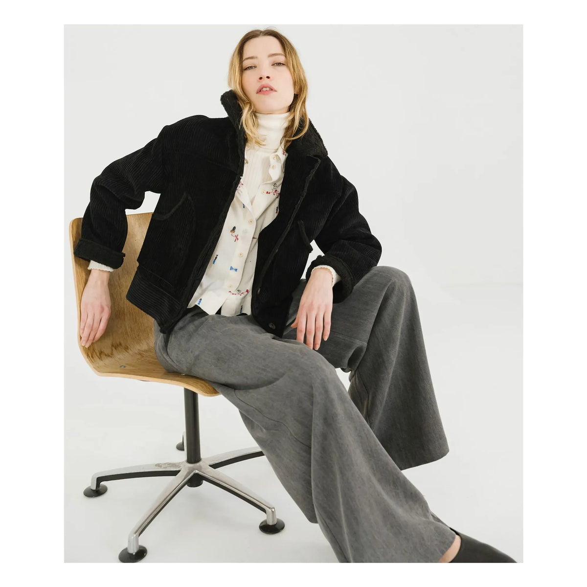 Tinsels - Chaqueta Doudou de Terciopelo de Cordero | Negro