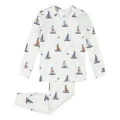 Petit Lem - Pijama de manga larga de algodón orgánico y modal | Blanco