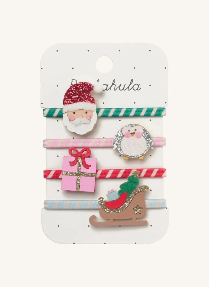 Rockahula Kids - Set de 4 scrunchies de Papá Noel | Rojo