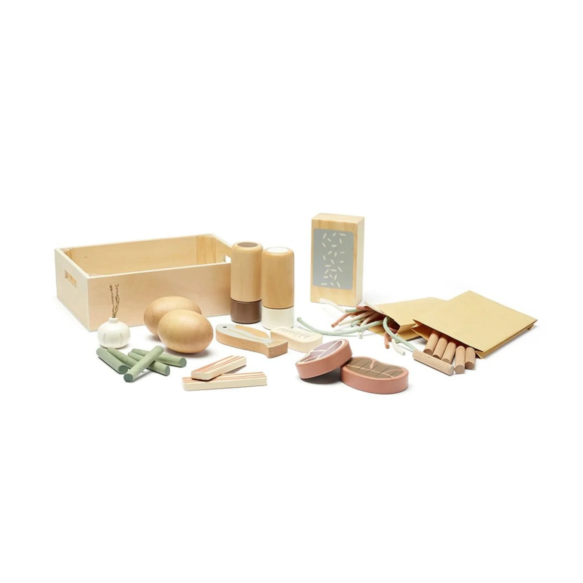 Kid's Concept - Caja de madera con alimentos de juguete