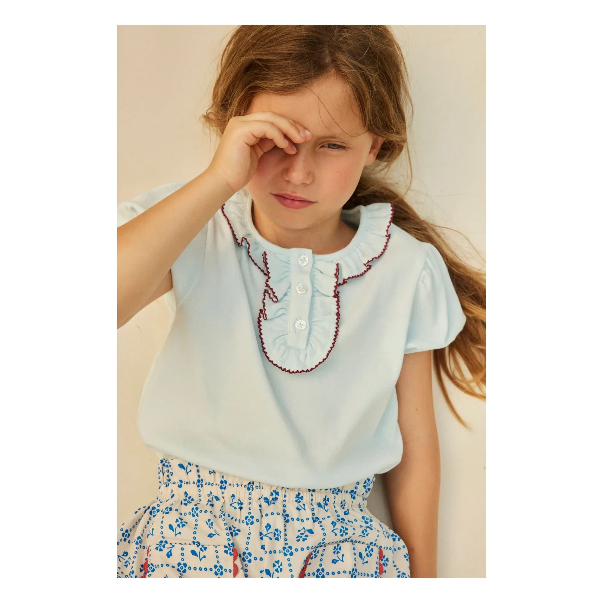 Hello Simone - Camiseta Paquerette de algodón orgánico | Azul claro