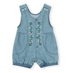Goldie + Ace - Mono corto de chambray con fresas | Azul