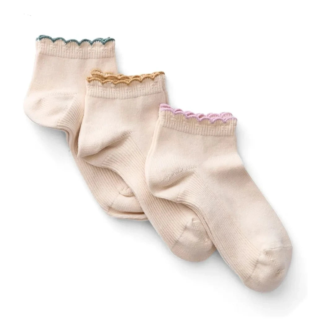 Soor Ploom - Set de 3 pares de calcetines Picot Festoon | Crudo