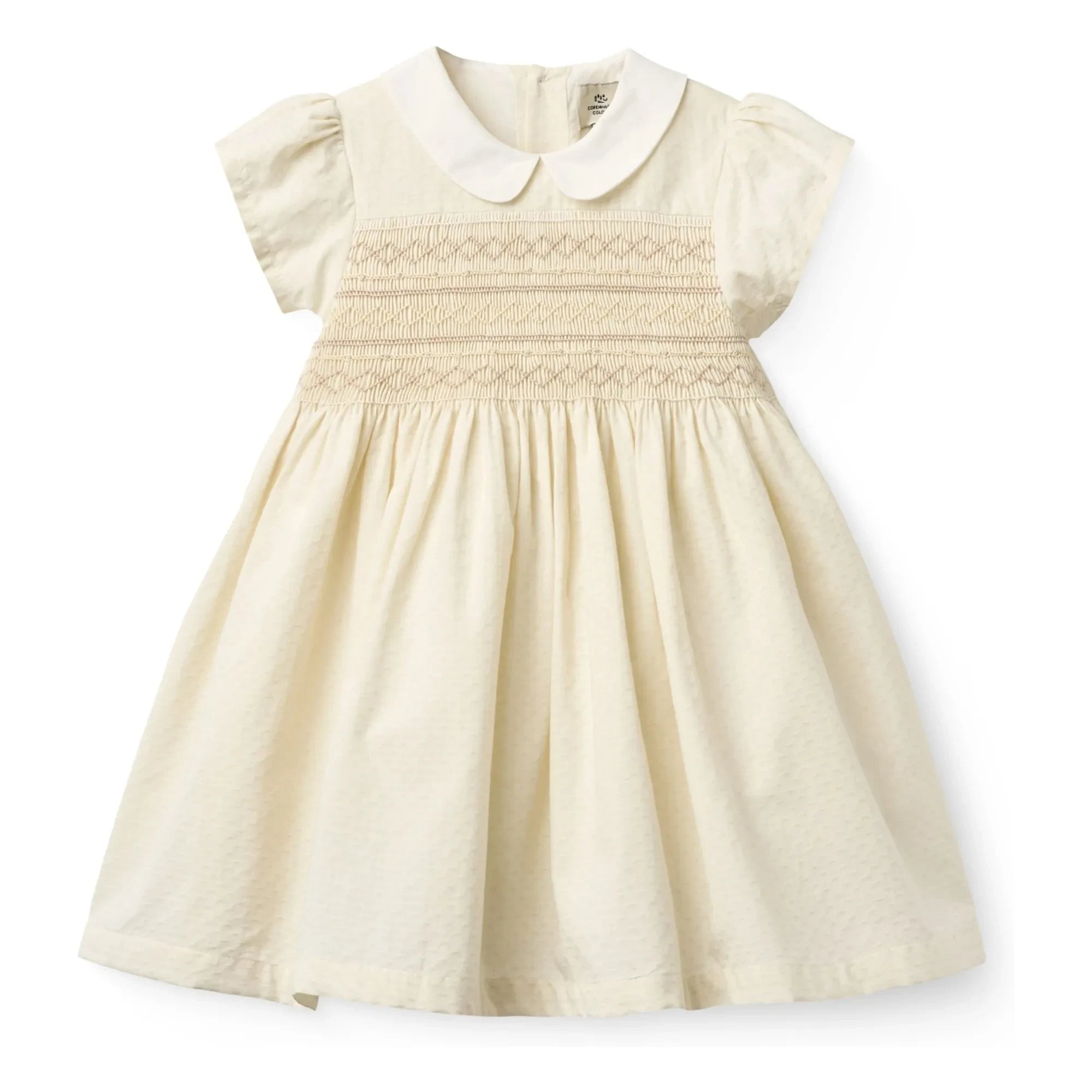 Copenhagen Colors - Vestido con Cuello Fruncido de Algodón Orgánico | Crema