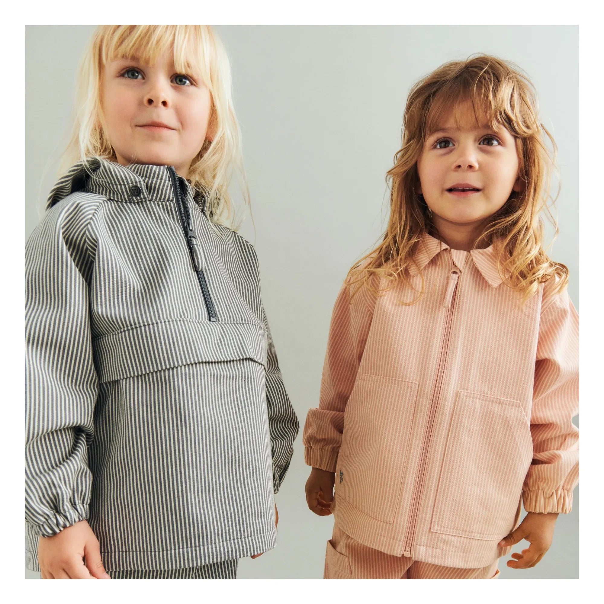 Wheat - Bofo Chaqueta de algodón orgánico a rayas | Gris