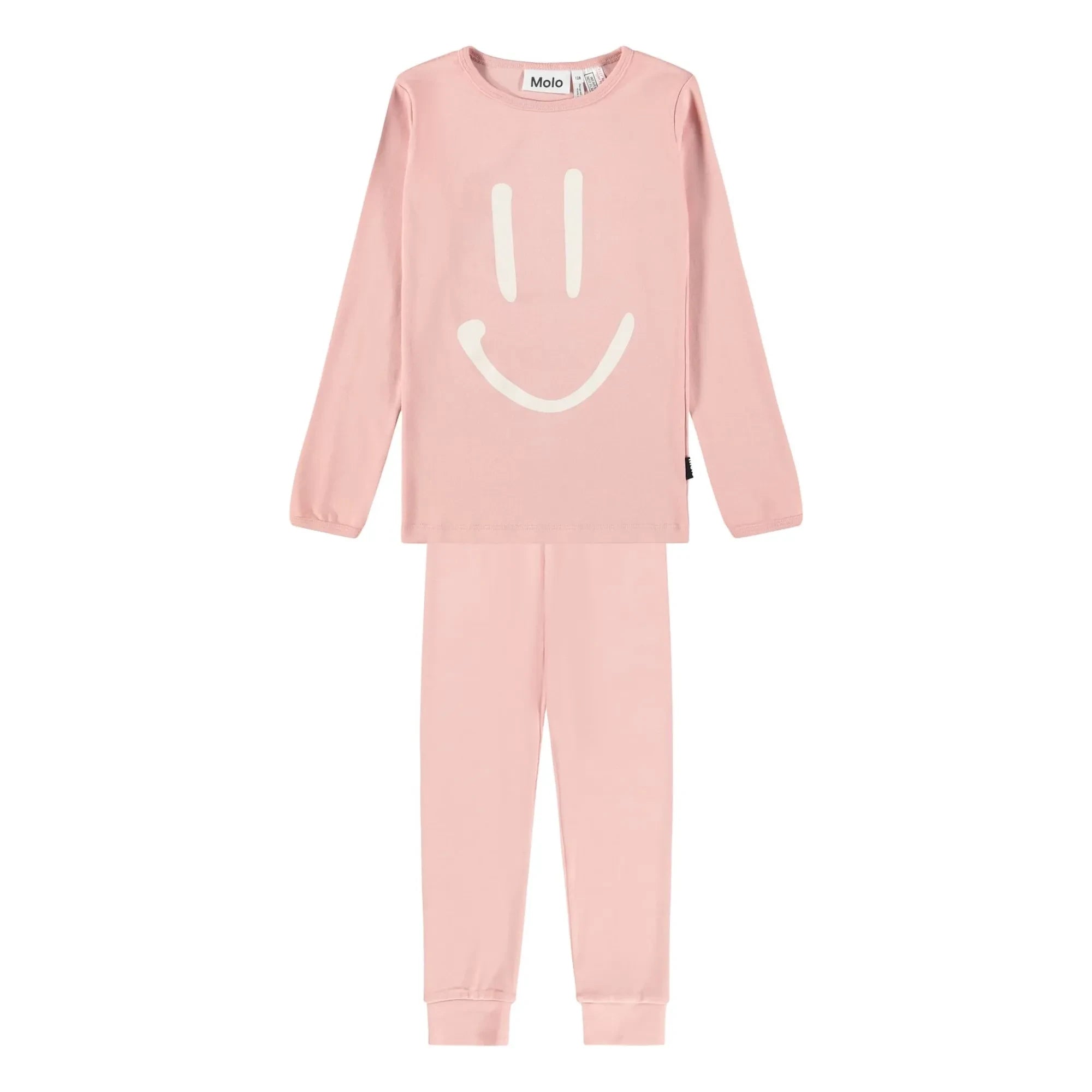 Pijama de algodón orgánico Molo - Lue Smiley | Rosa empolvado
