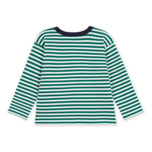 Petit Bateau - Organik pamuklu çizgili logolu Tişört | Yeşil