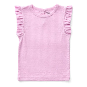 Soor Ploom - Camiseta de algodón orgánico con volantes Pointelle | Rosa