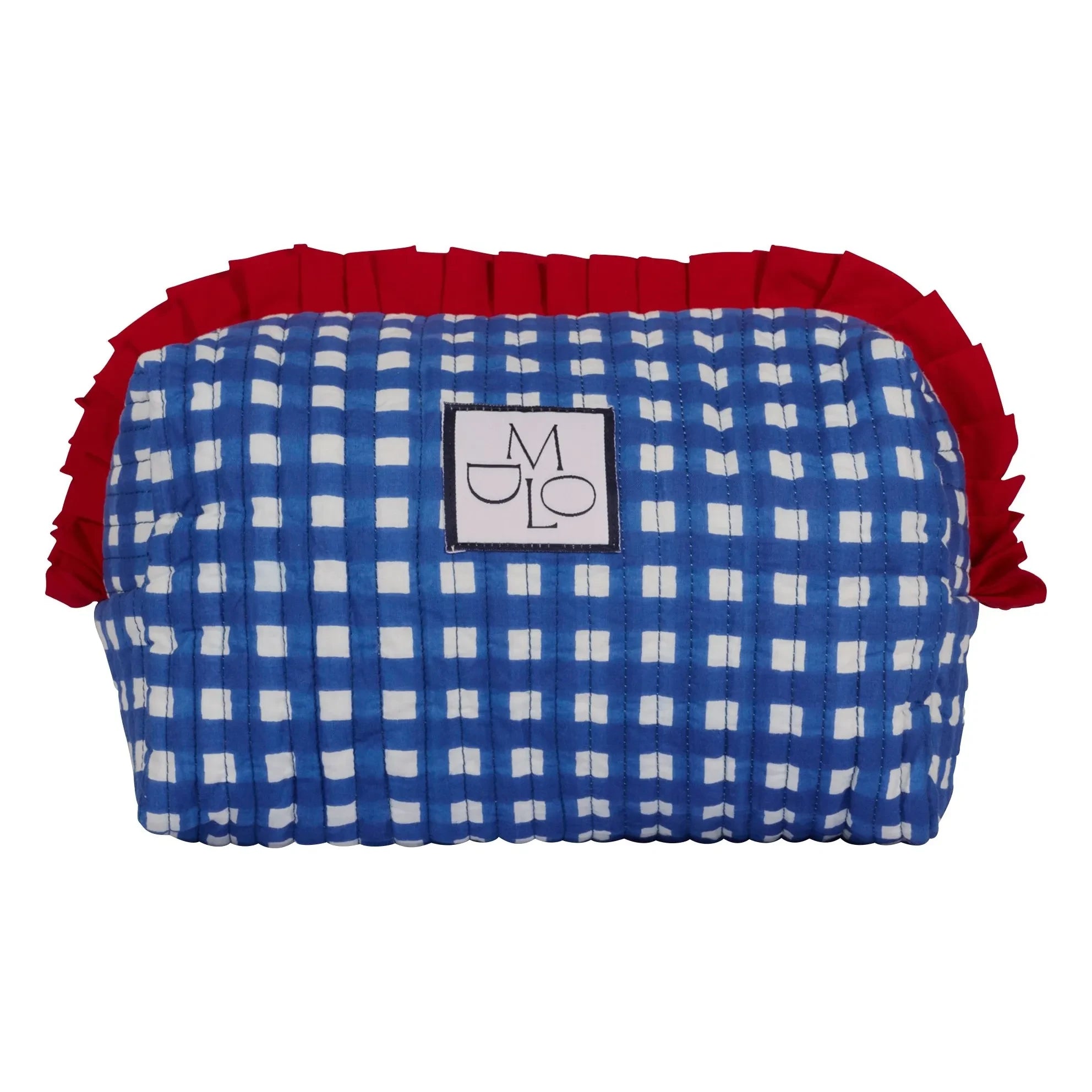 Maria de la Orden - Bolso clutch de algodón Carreaux Amy | Azul