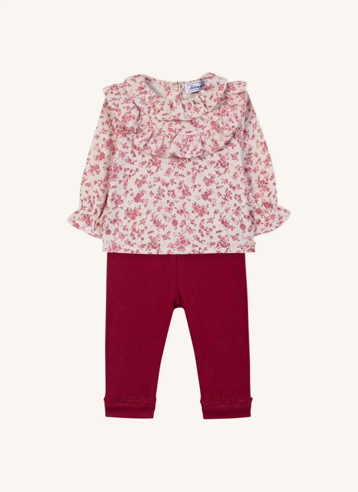 Tartine et Chocolat - Conjunto de blusa y leggings | Rojo cereza