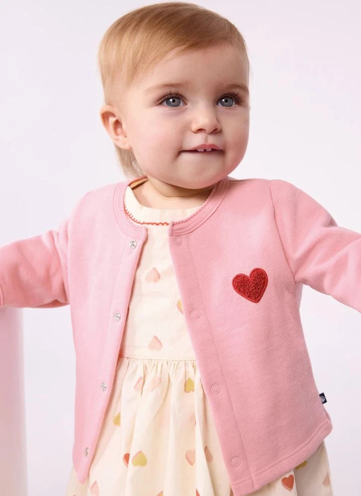 Petit Bateau - Cárdigan de algodón orgánico con corazón | Rosa