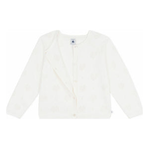 Petit Bateau - Cárdigan Corazón de Algodón Orgánico Calado | Blanco