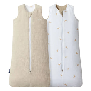 Les Petites Billes - Saco de dormir reversible de muselina de doble capa para todas las estaciones | Beige