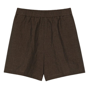 Pomandère - Pantalones cortos de lino y algodón gabardina | Chocolate
