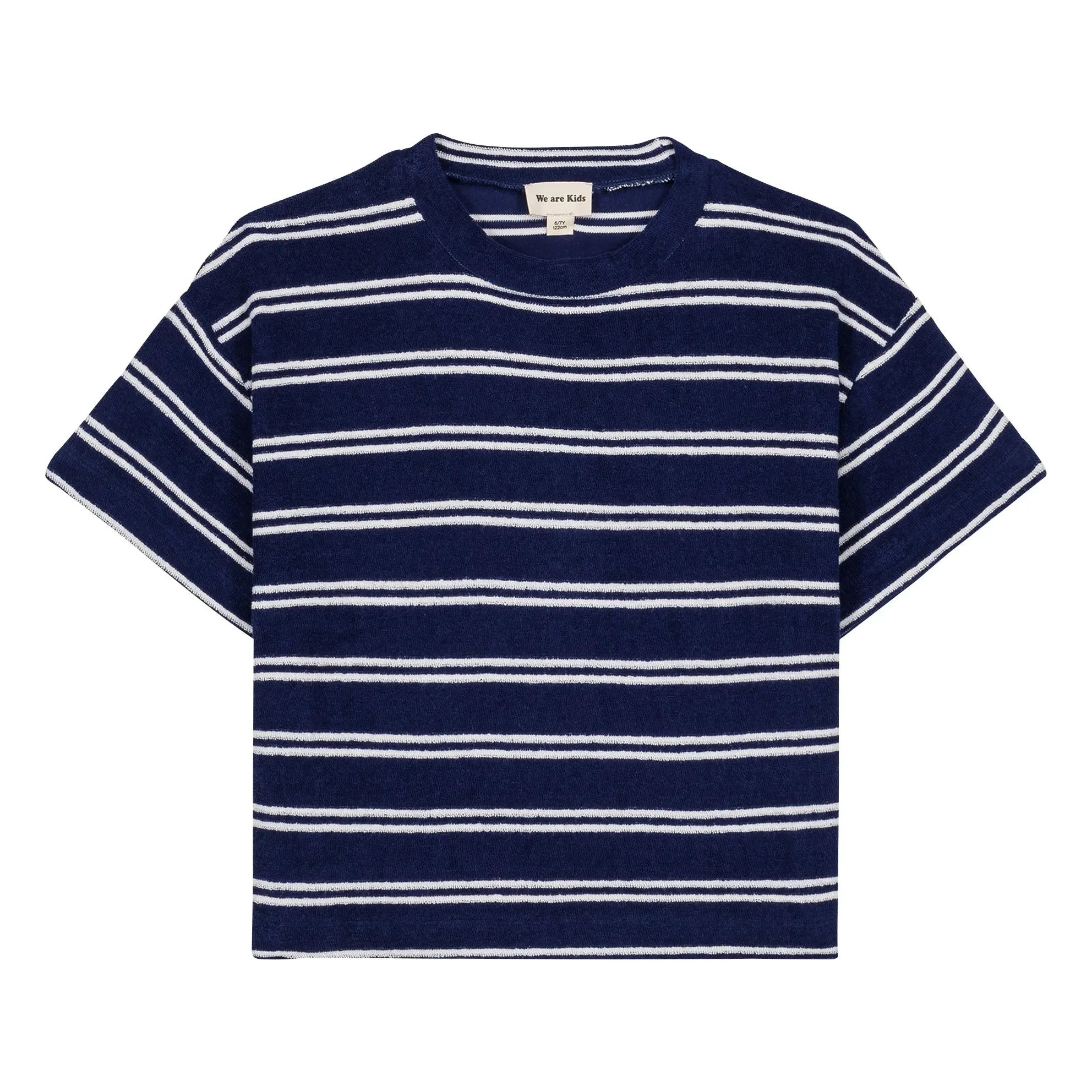 We Are Kids - Camiseta de algodón orgánico a rayas Jordan | Azul Marino