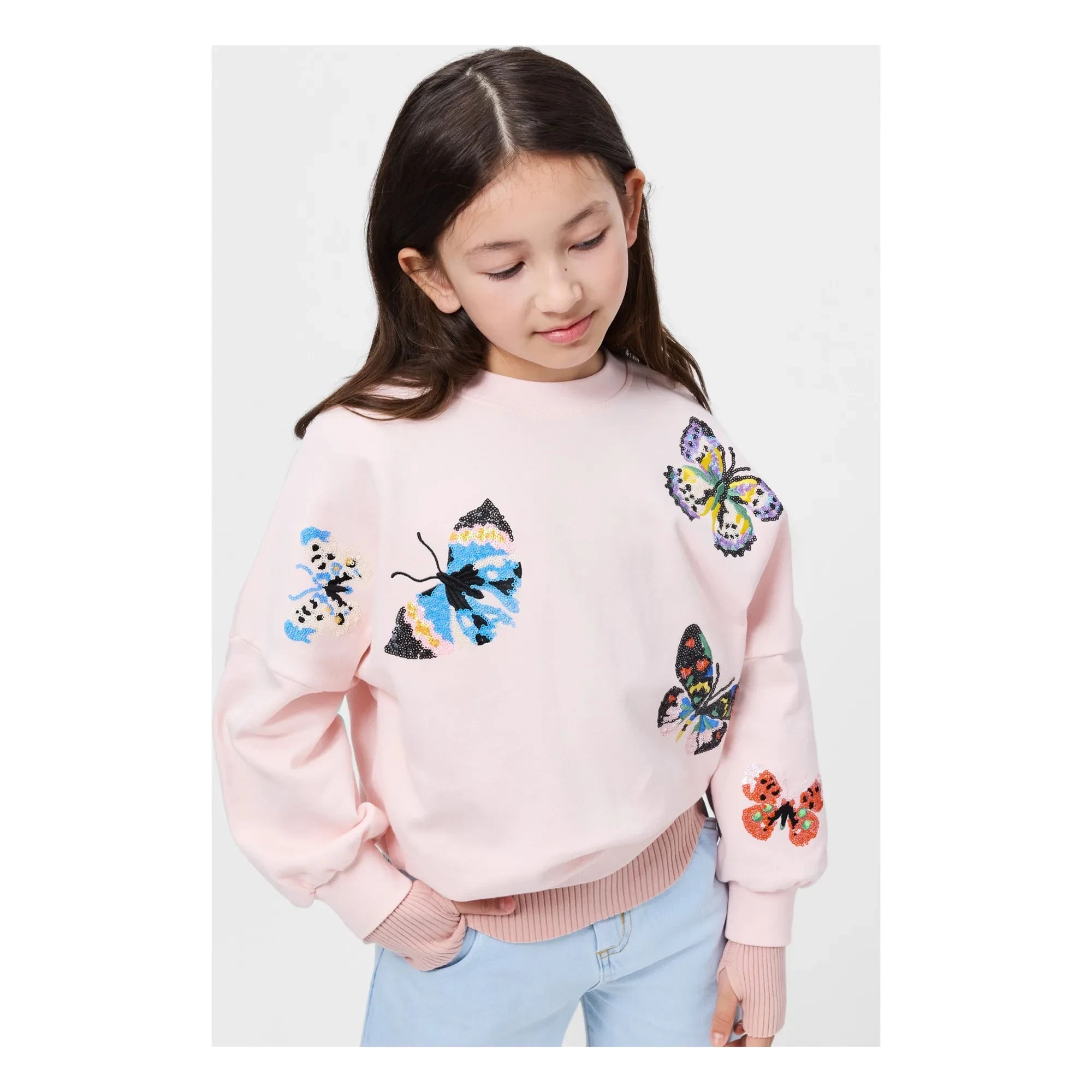 Molo - Sudadera Marika de algodón orgánico con mariposas | Rosa claro