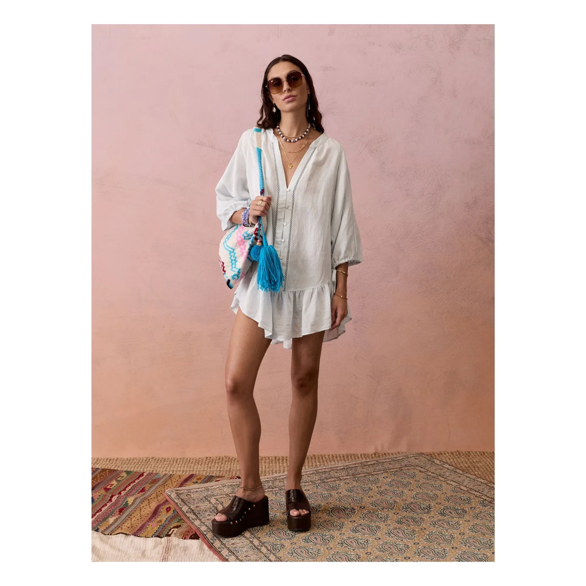 Boteh - Vestido camisero de lino La Ponche | Blanco