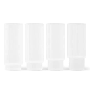 Ferm Living - Vasos largos Ripple - Juego de 4 | Blanco