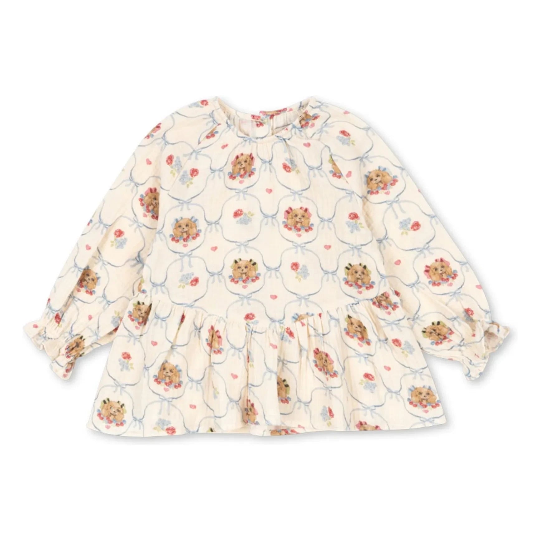 Konges Sløjd - Blusa de algodón orgánico Coco Dogs | Crudo