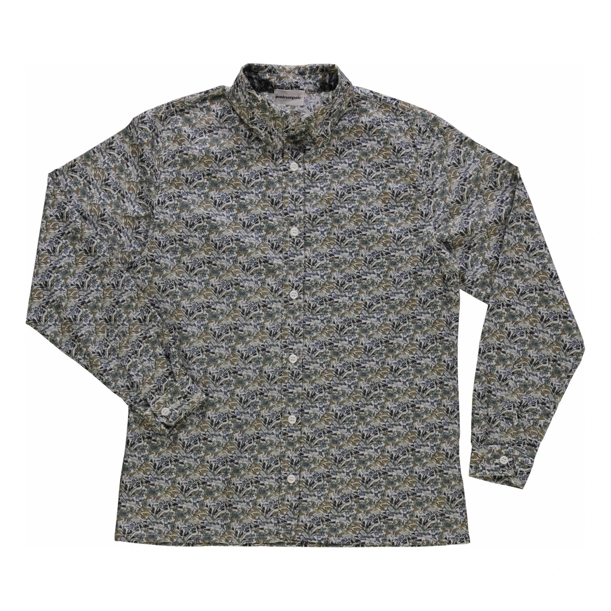 Poudre Organic - Camisa de voile de algodón estampada Capucine - Colección Mujer | Azul Verde
