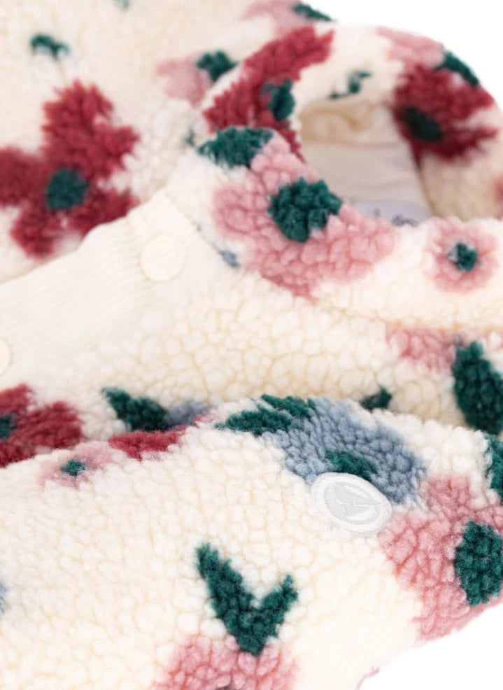 Petit Bateau - Abrigo de bebé de sherpa con estampado floral | Crudo
