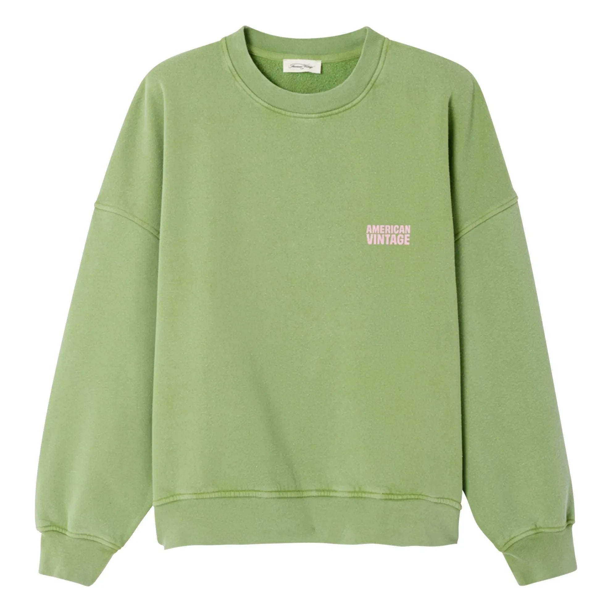 American Vintage - Sudadera Plizzy de algodón | Verde pálido