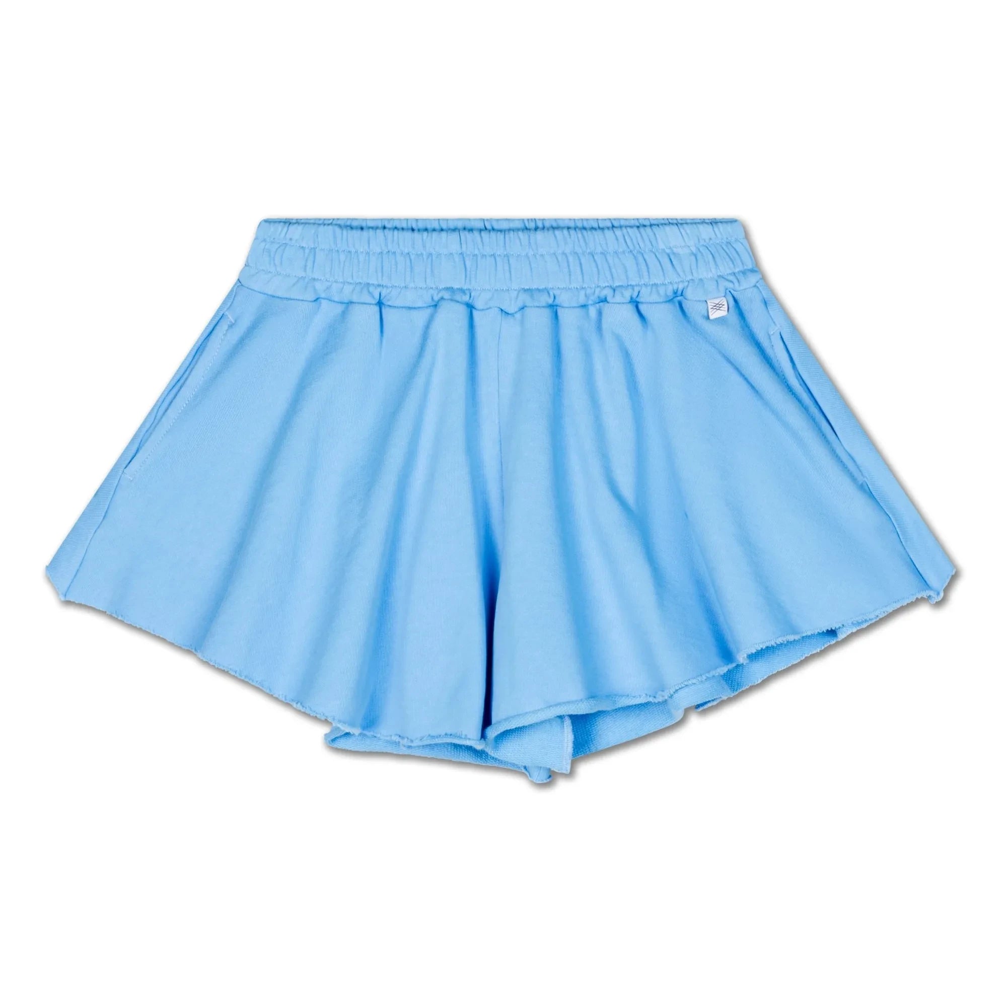Repose AMS - Pantalón corto orgánico de algodón con volantes | Azul Celeste