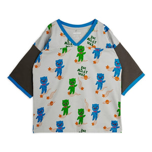 Mini Rodini - Camiseta de algodón orgánico Aliens corte holgado | Gris claro