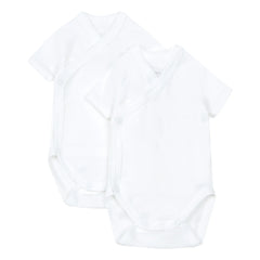 Petit Bateau - Conjunto de 2 bodies de algodón orgánico liso para bebé | Blanco
