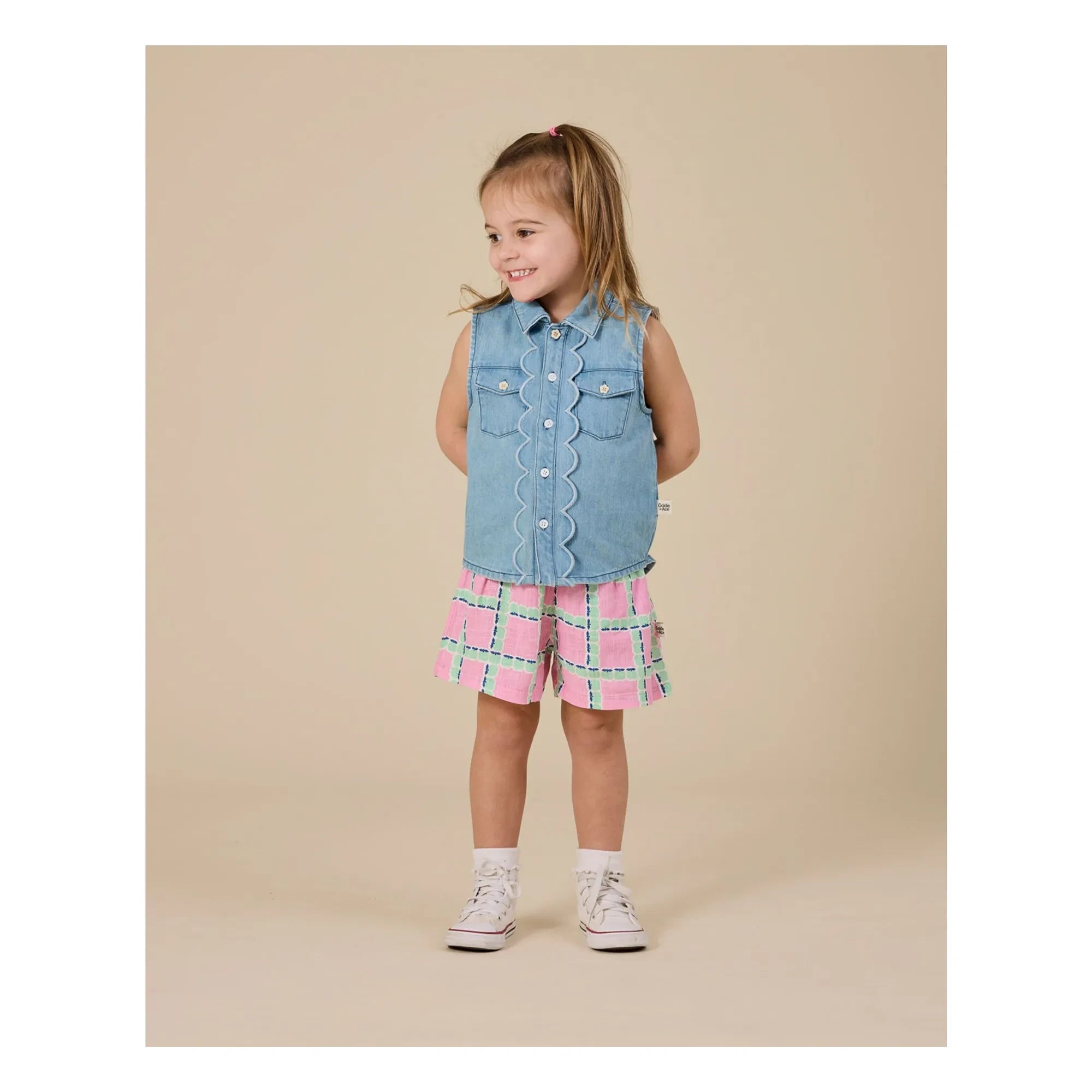 Goldie + Ace - Pantalones cortos a cuadros | Rosa