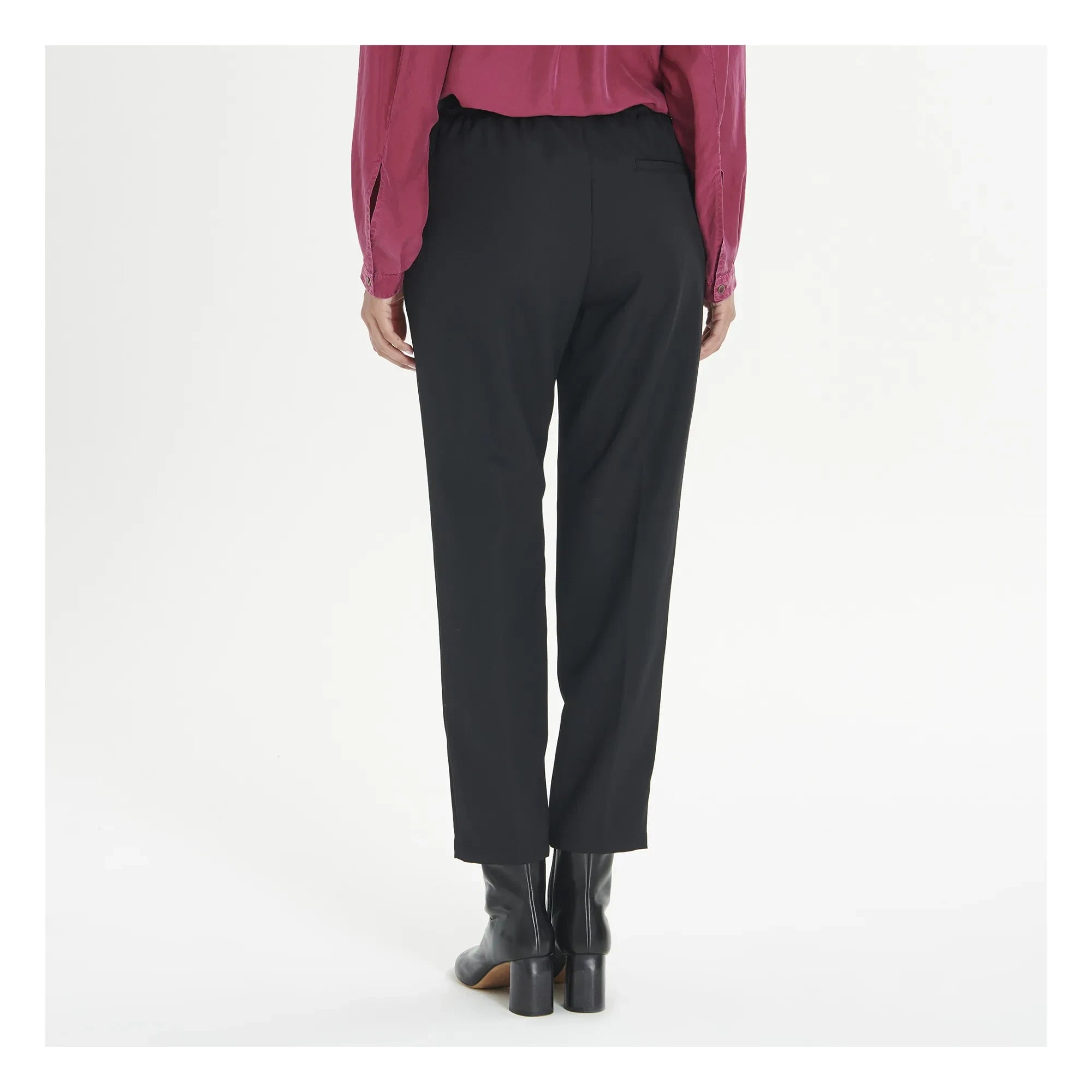 Pomandere - Pantalones de lana elásticos en la cintura | Negro