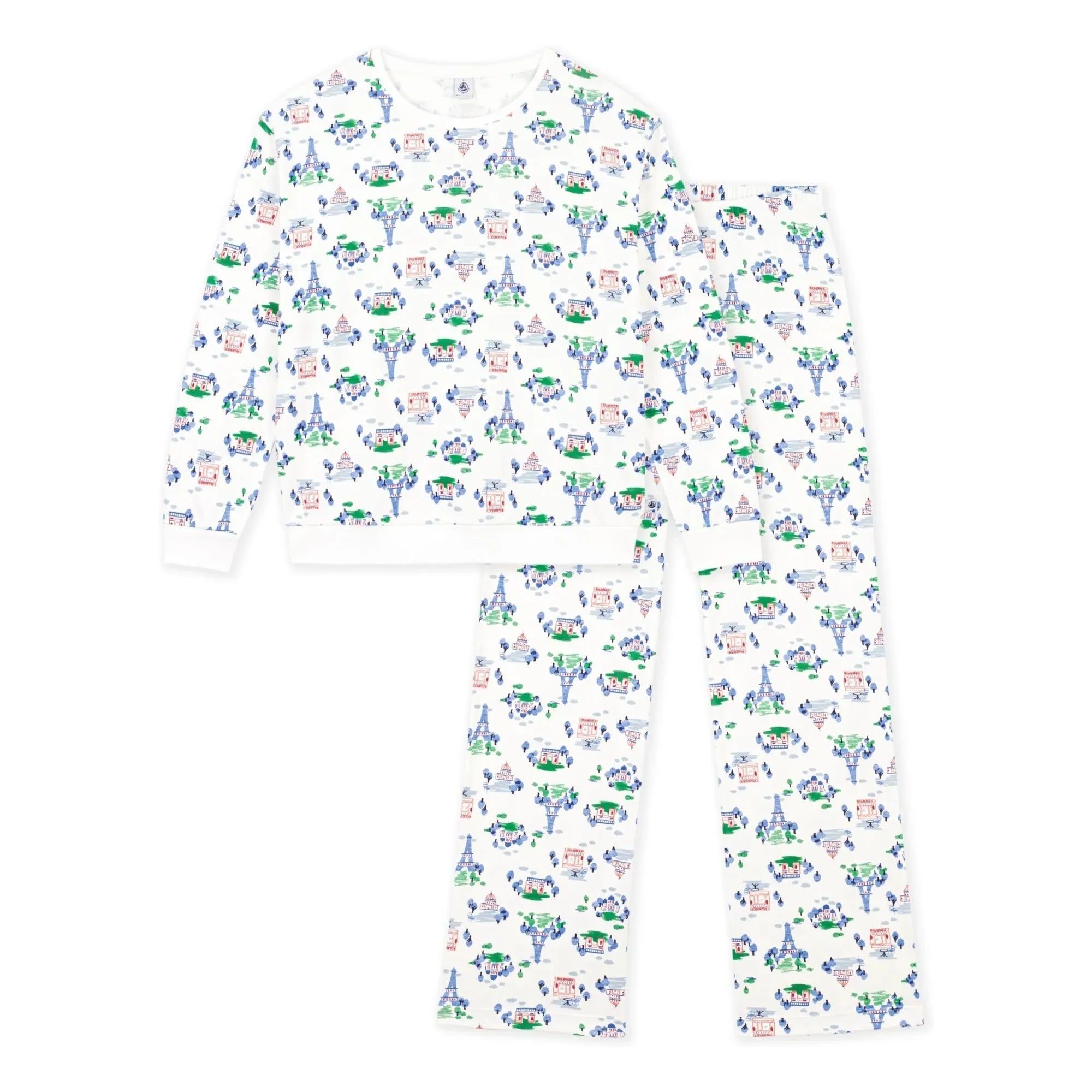 Petit Bateau - Pijama de algodón orgánico Torre Eiffel | Blanco