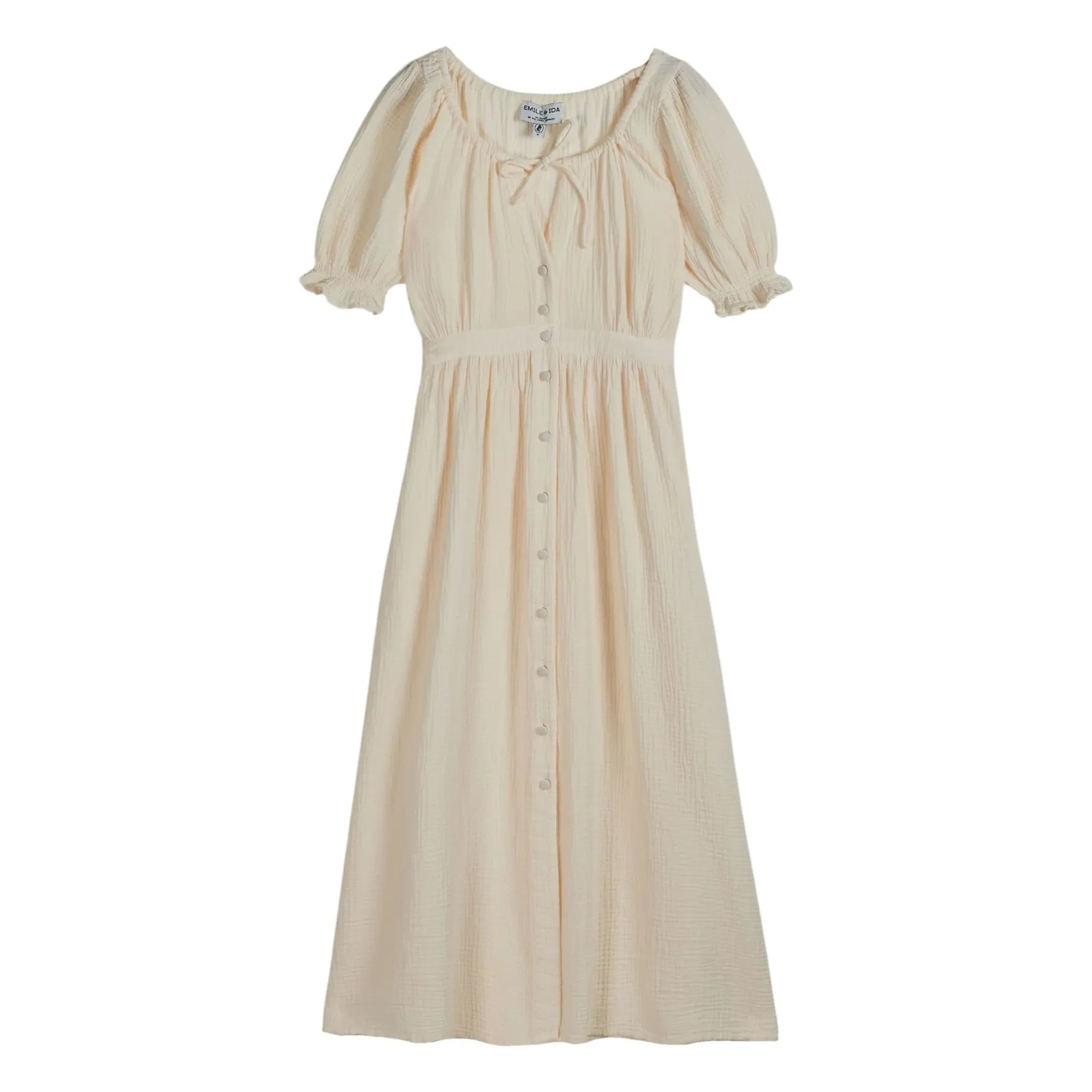 Emile et Ida - Vestido de gasa de algodón | Crema