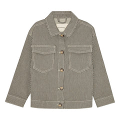 brunobruno nation - Chaqueta de algodón orgánico a rayas Lou | Verde oscuro