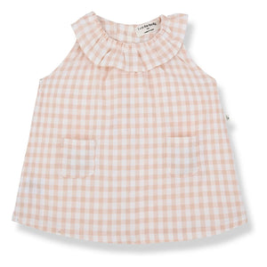 1+ en la familia - Vestido seersucker Ambracia Vichy | Rosa beige