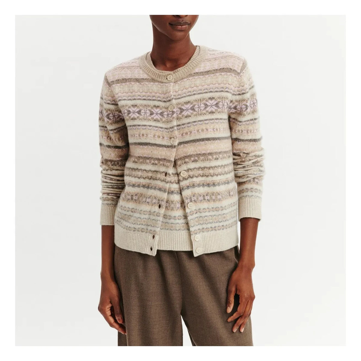Bompard - Fair Isle Cárdigan de Cachemira | Cuarzo Rosa