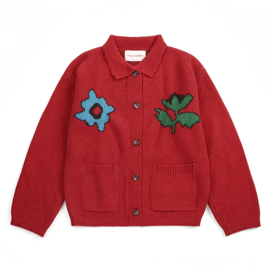 Bobo Choses - Cárdigan de lana con flores | Rojo