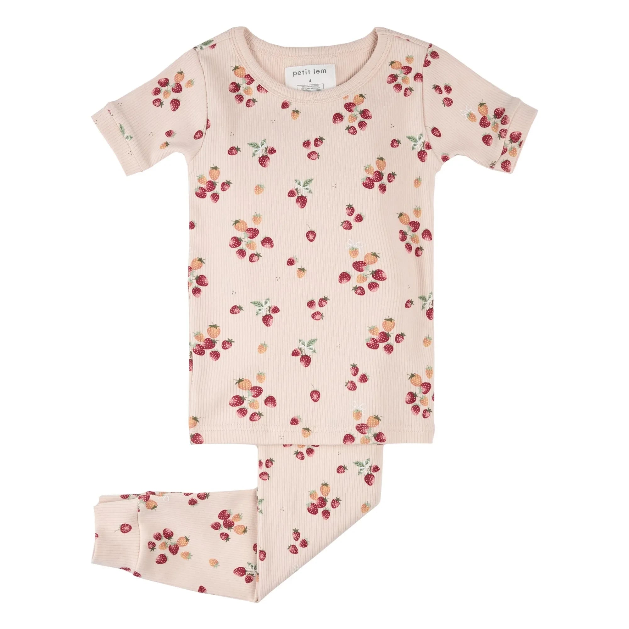Petit Lem - Pijama de Canalé de Algodón Orgánico con Estampado Floral | Rosa