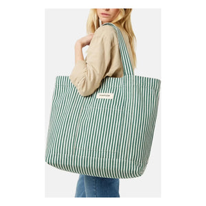 rivedroite - Bolso de compras Amelot de algodón reciclado a rayas | Verde