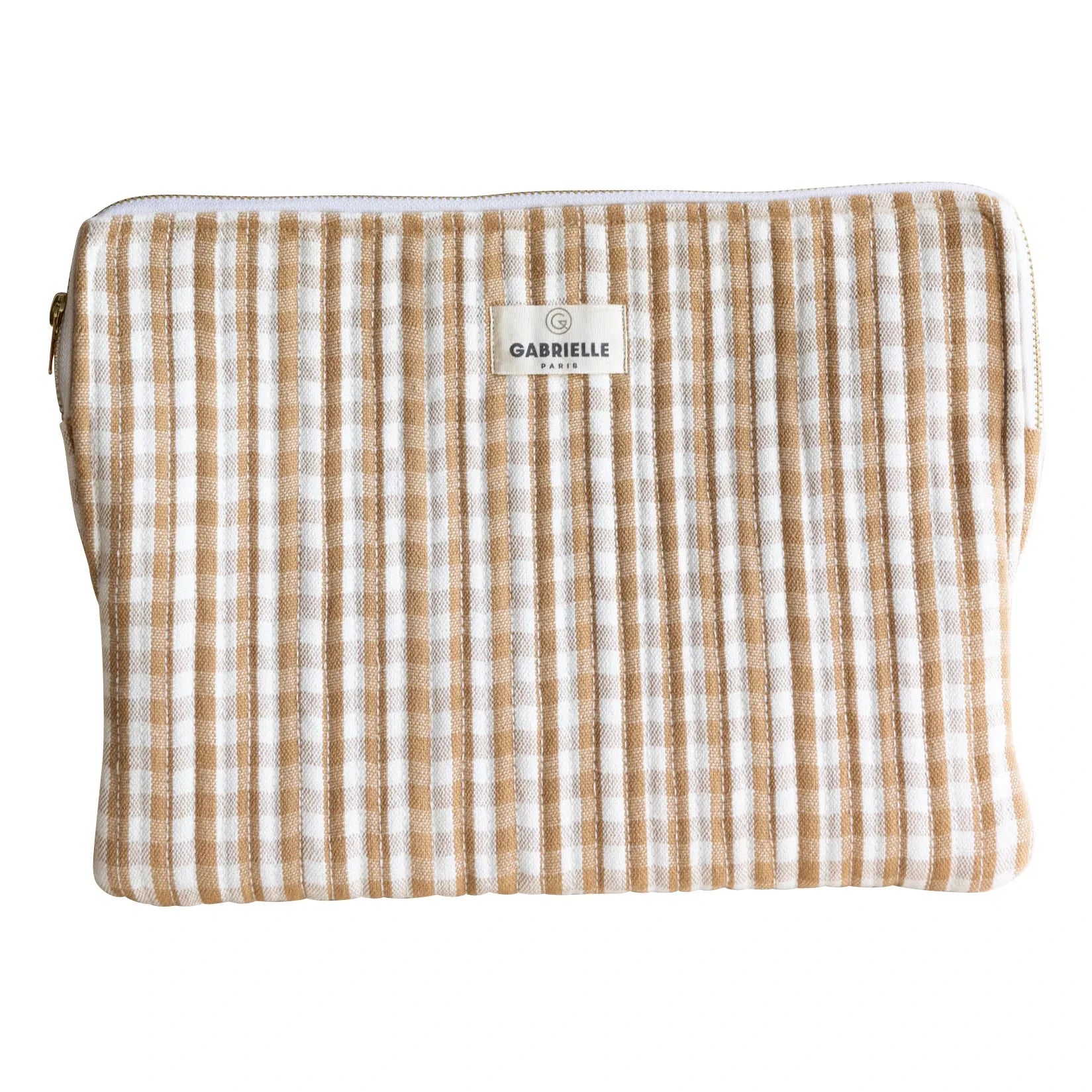 Gabrielle Paris - Funda para portátil Gingham | Camel