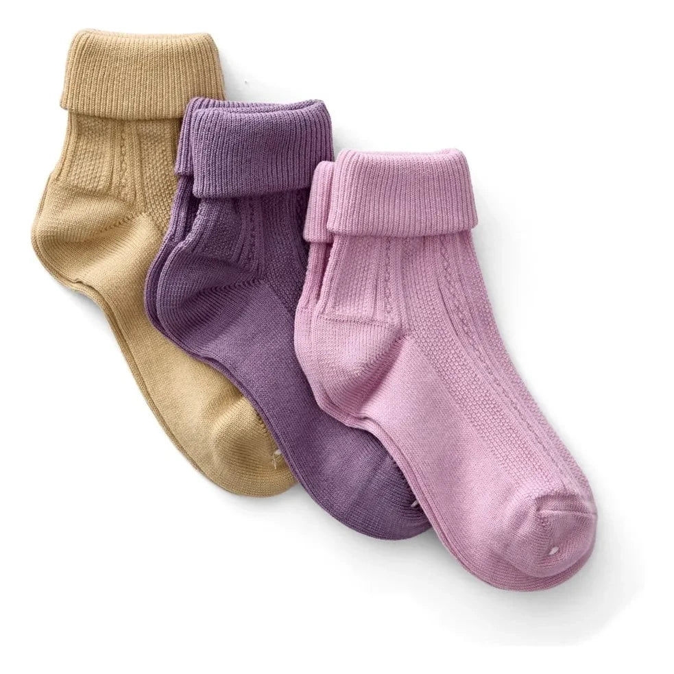 Soor Ploom - Set de 3 pares de calcetines con volantes Mor