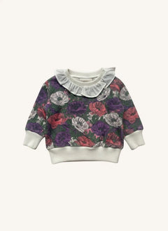 Studio Bohème - Sudadera de Algodón Orgánico con Estampado de Flores Juno | Morado