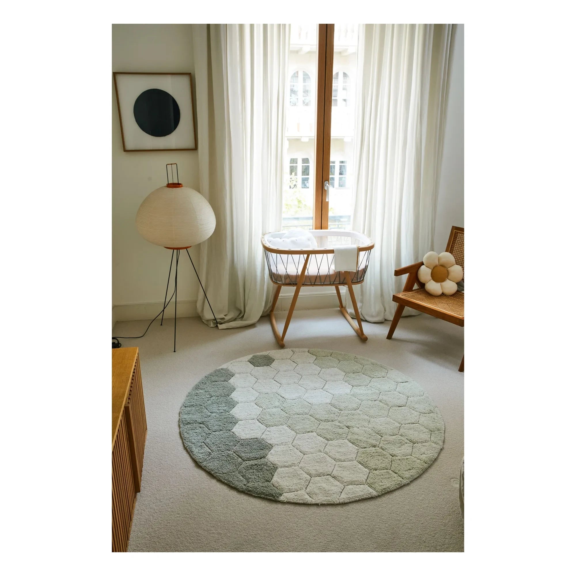 Lorena Canals - Alfombra redonda Honeycomb | Gris azulado