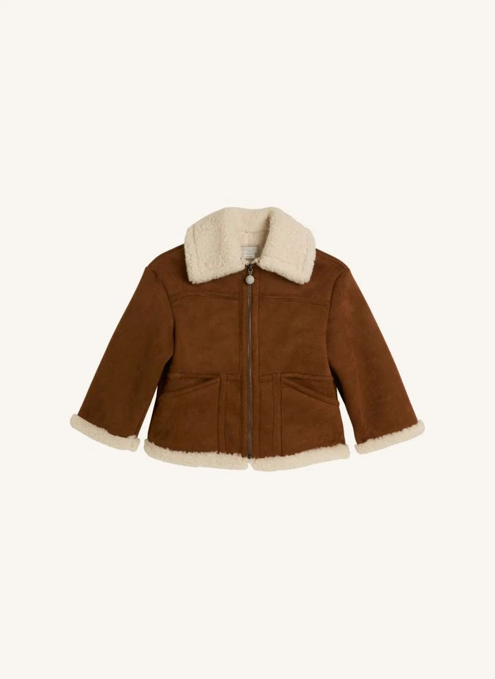 Stella McCartney Kids - Chaqueta Sherpa de Ante Suave | Marrón