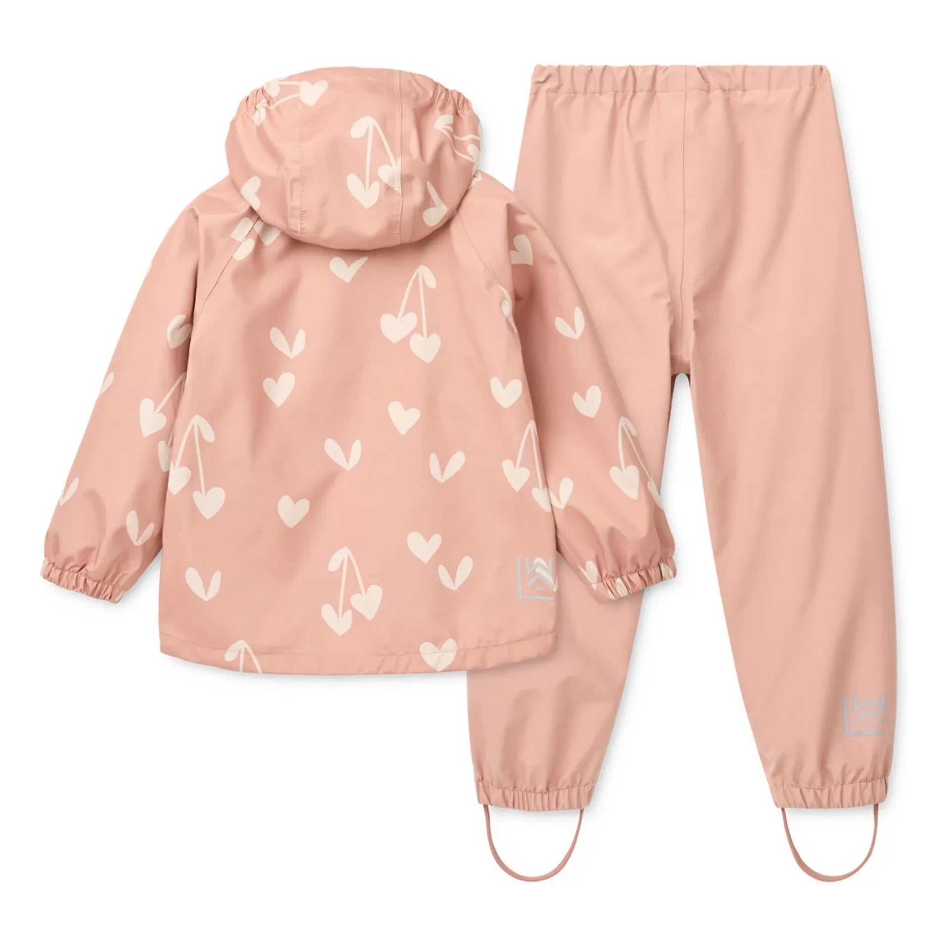 Liewood - Conjunto de lluvia de fibra reciclada Pedia Coeurs | Rosa suave