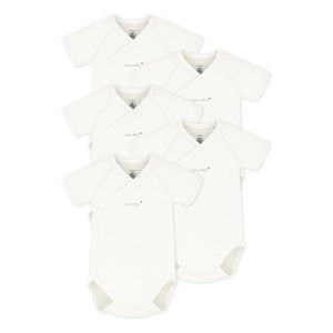 Petit Bateau - Conjunto de 5 bodys de algodón orgánico Mon Ange | Crudo